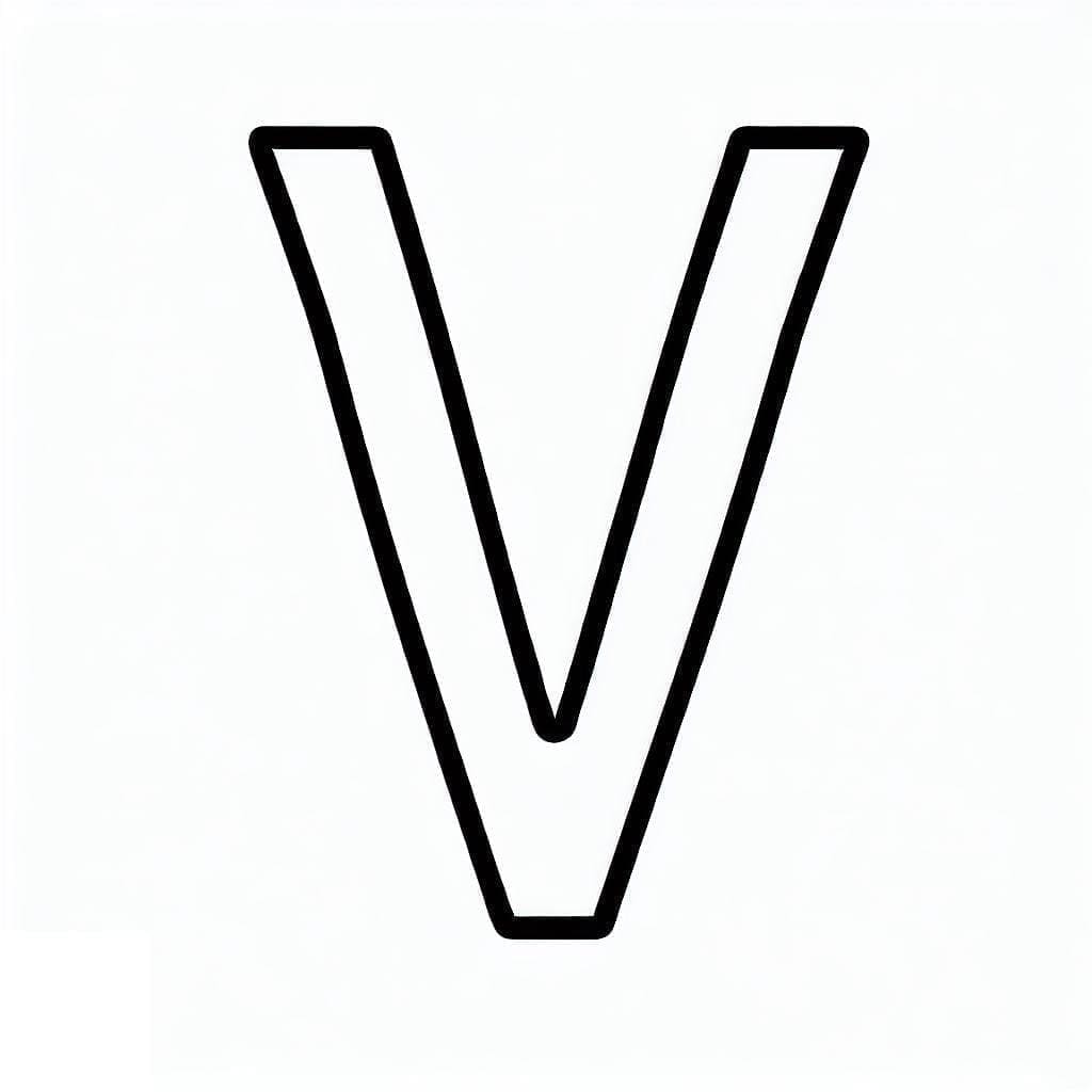 Desenho de Letra V Muito Fácil para Colorir e Pintar