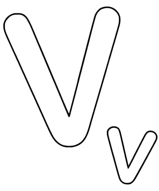 Desenho de Letra V Muito Simples para Colorir e Pintar