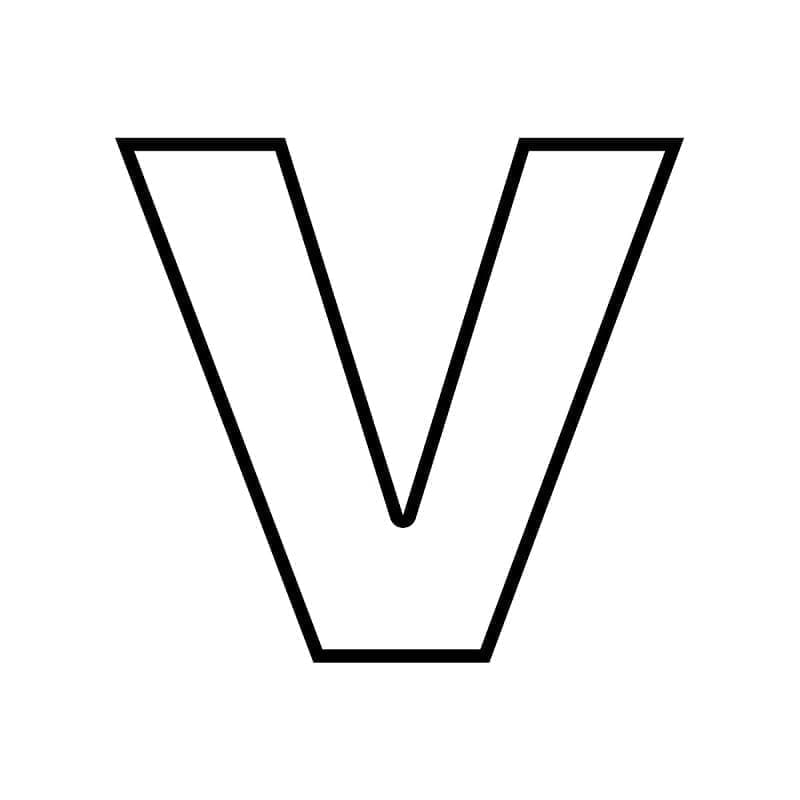 Desenho de Letra V no Alfabeto para Colorir e Pintar