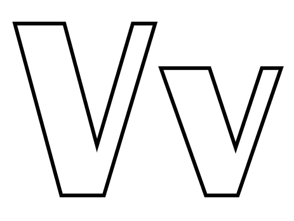 Desenho de Letra V Perfeita para Colorir e Pintar