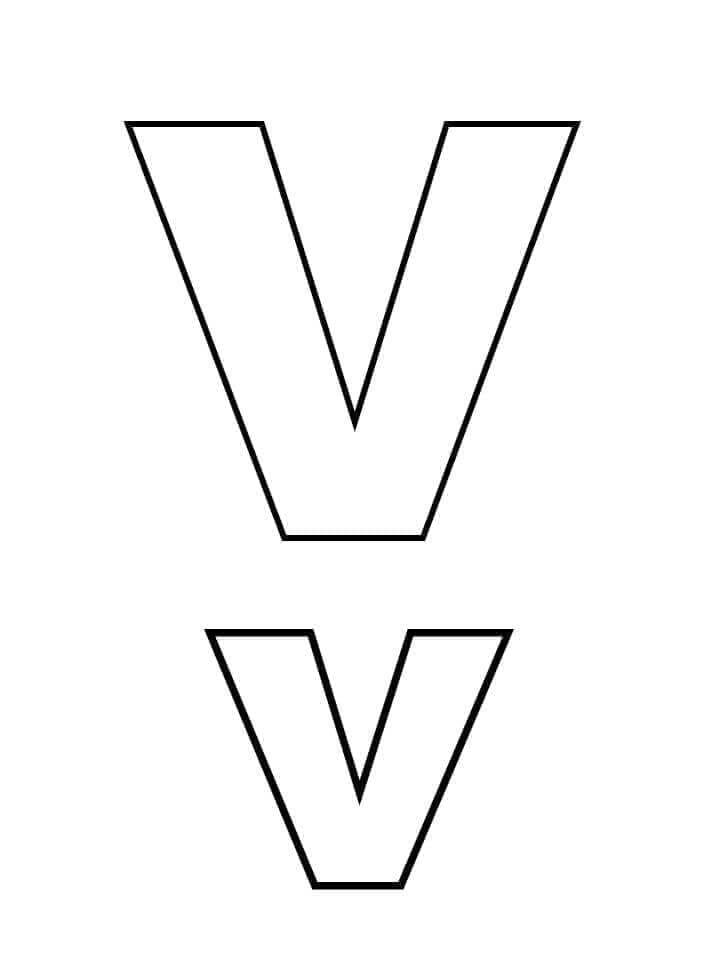 Desenho de Letra V Simples para Colorir e Pintar