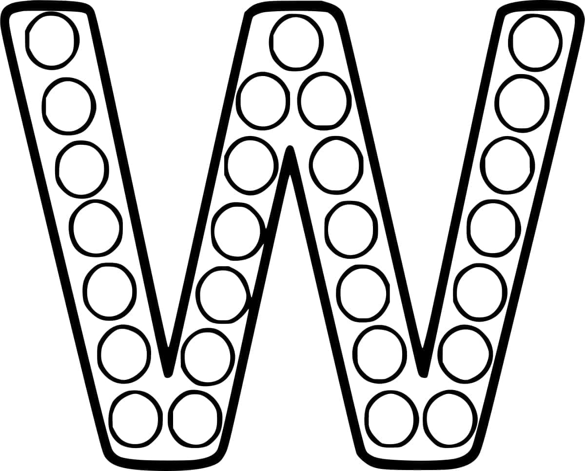 Desenho de Imagem da Letra W para Colorir e Pintar