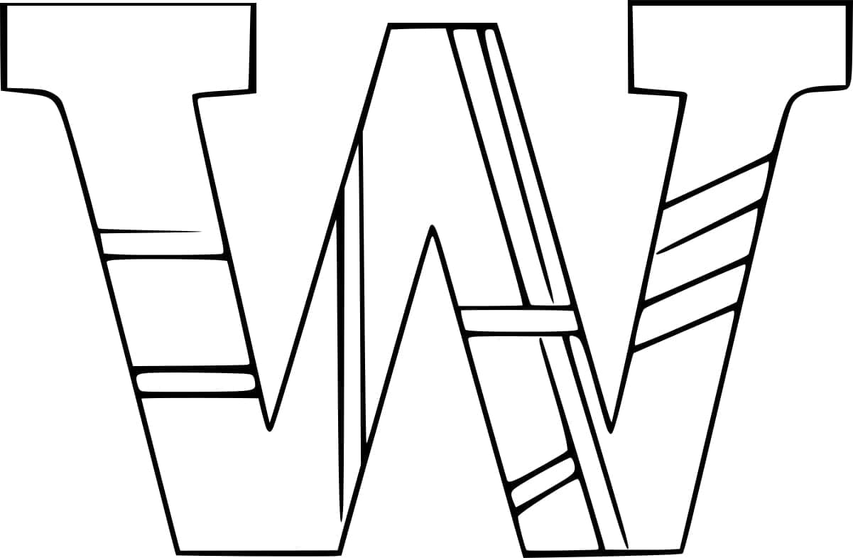 Desenho de Letra W Fácil para Colorir e Pintar