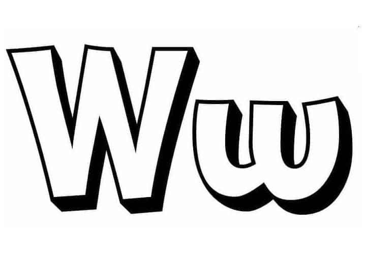 Desenho de Letra W Grátis para Colorir e Pintar