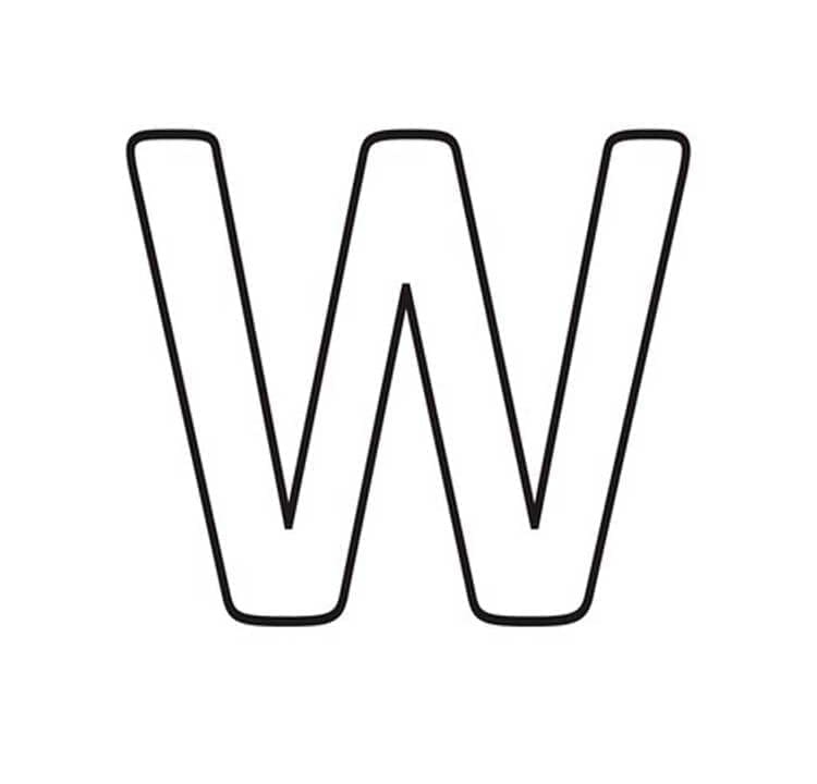 Desenho de Letra W Muito Simples para Colorir e Pintar