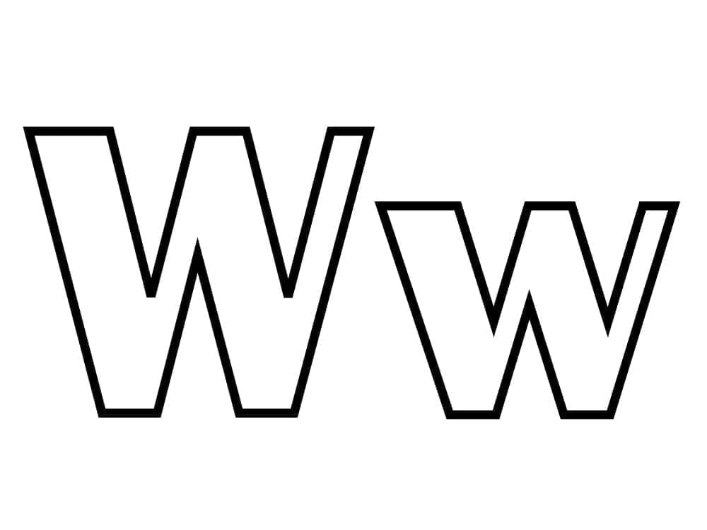 Desenho de Letra W Perfeita para Colorir e Pintar