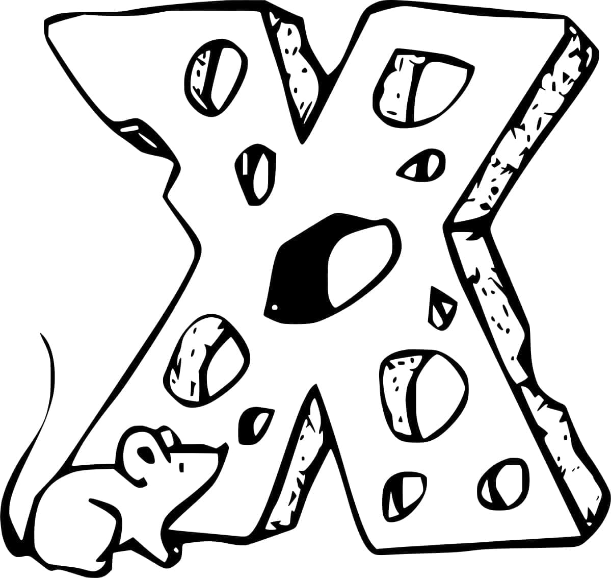 Desenho de Imagem da Letra X para Colorir e Pintar