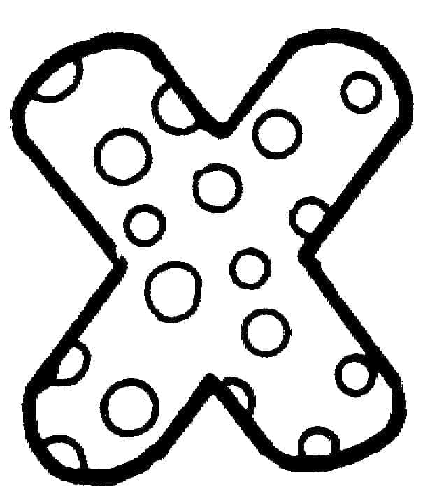 Desenho de Letra X Fofa para Colorir e Pintar