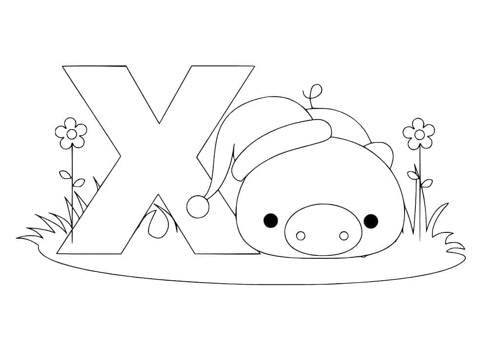 Desenho de Letra X Grátis para Colorir e Pintar