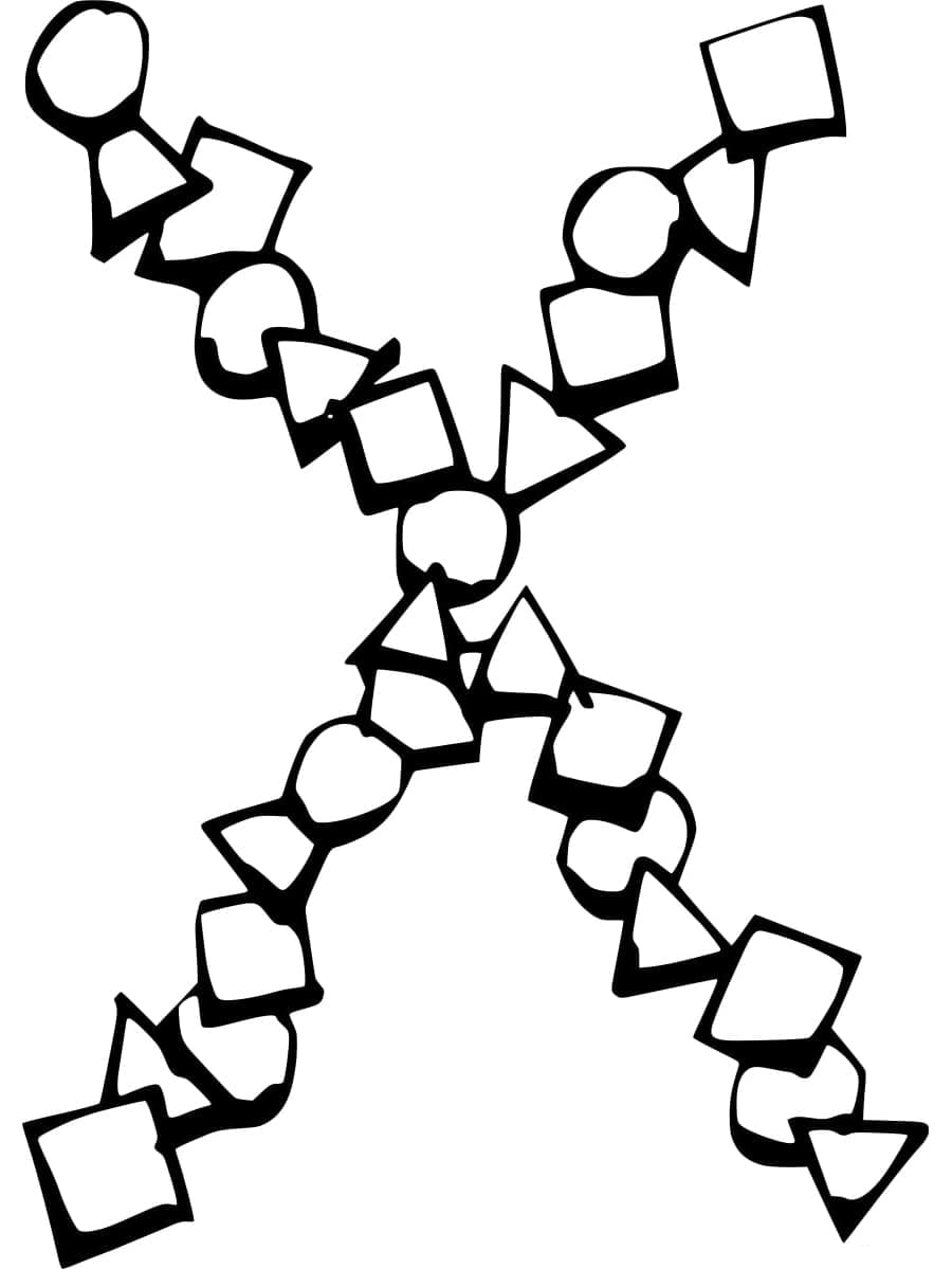 Desenho de Letra X Imprimivel para Colorir e Pintar