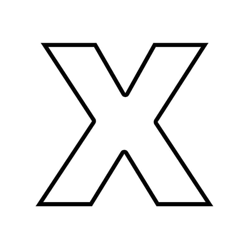 Desenho de Letra X Muito Simples para Colorir e Pintar