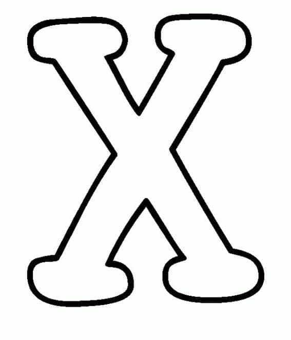 Desenho de Letra X no Alfabeto para Colorir e Pintar