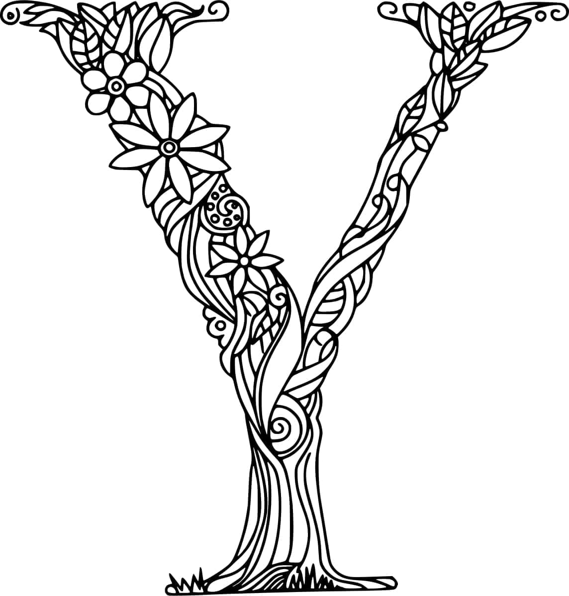 Desenho de Linda Letra Y para Colorir e Pintar