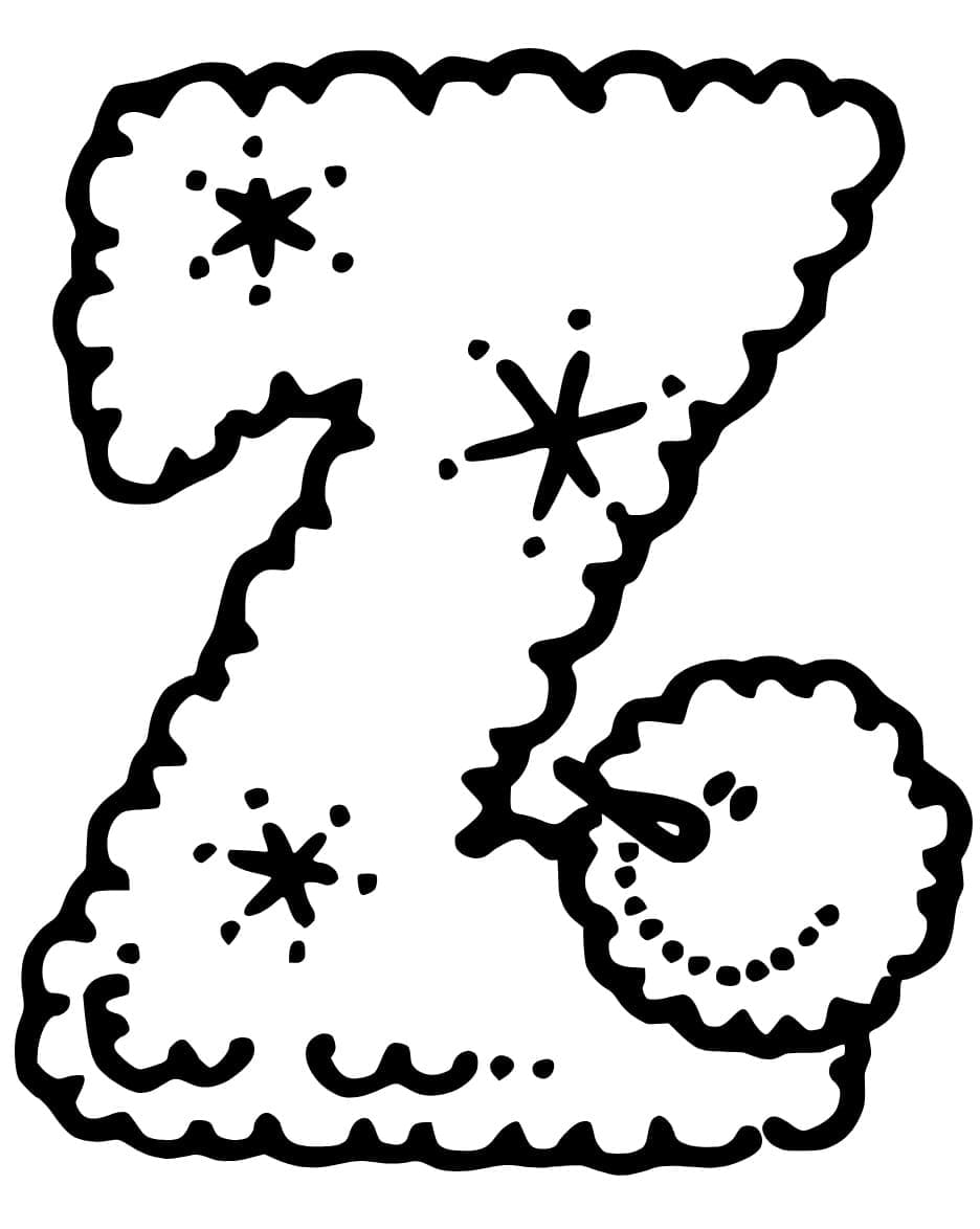 Desenho de Adorável Letra Z para Colorir e Pintar