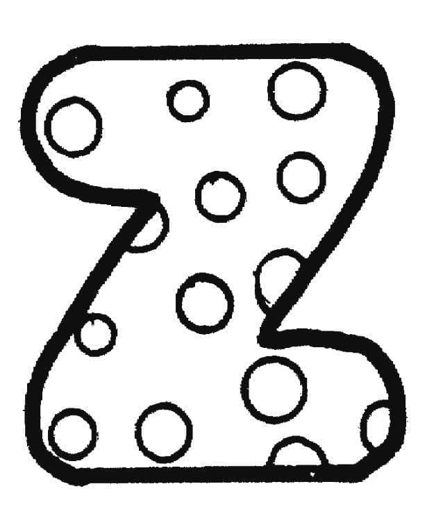 Desenho de Letra Z Fofa para Colorir e Pintar