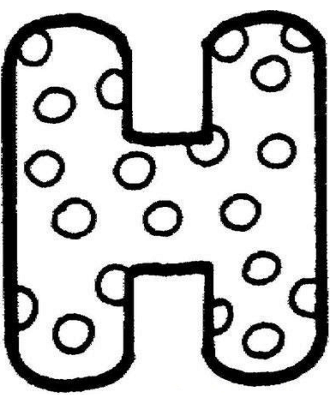 Desenho de Letra H para Imprimir e Colorir Pdf e Pintar