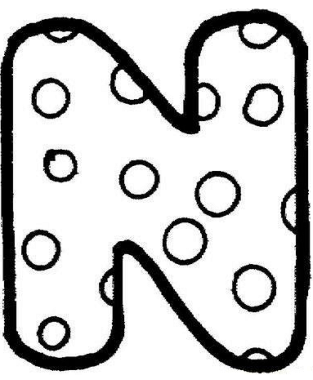 Desenho de Letra N para Imprimir e Colorir Pdf e Pintar