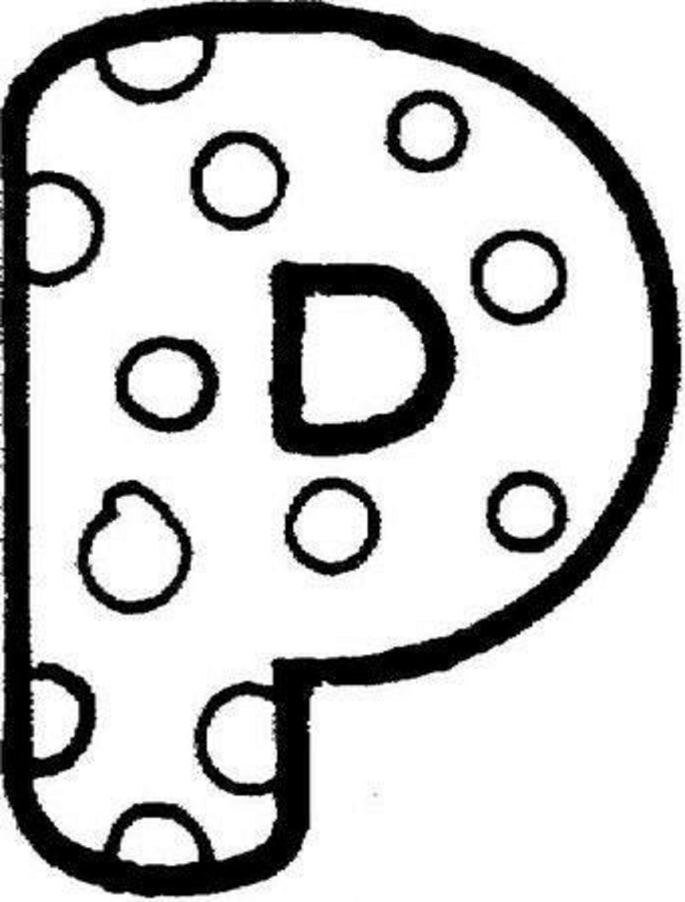 Desenho de Letra P para Imprimir e Colorir Pdf e Pintar