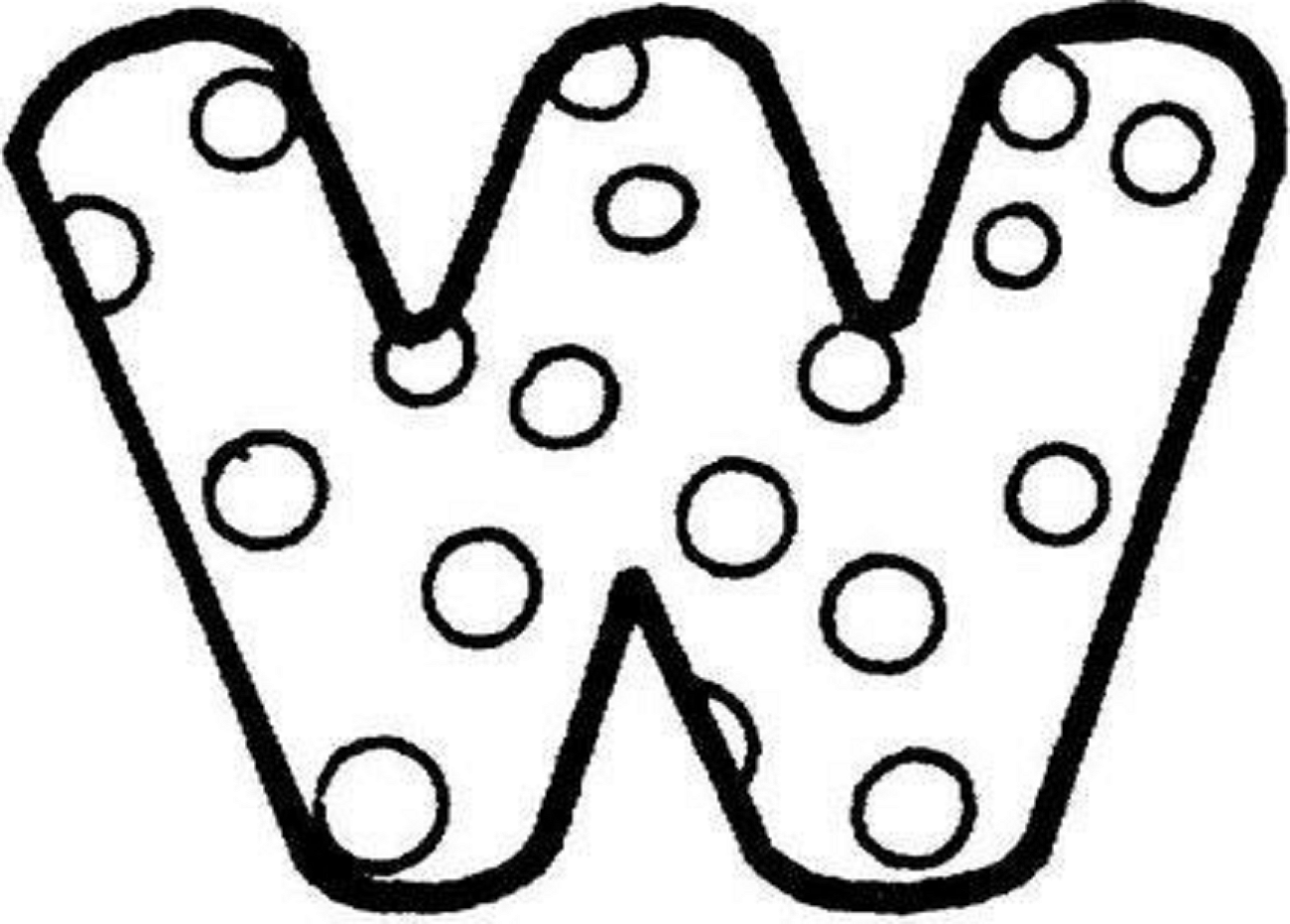 Desenho de Letra W para Imprimir e Colorir Pdf e Pintar