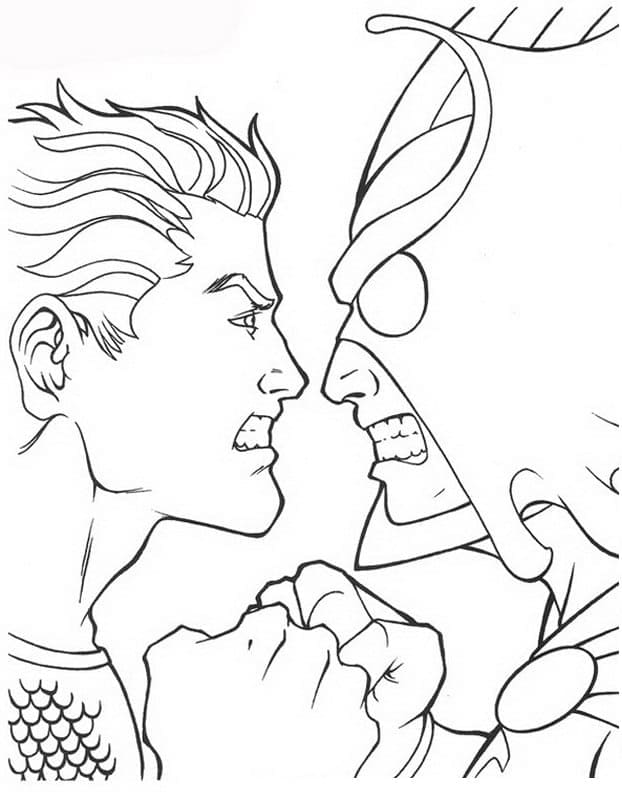 Desenho Aquaman e Mestre do Oceano para Colorir e Pintar