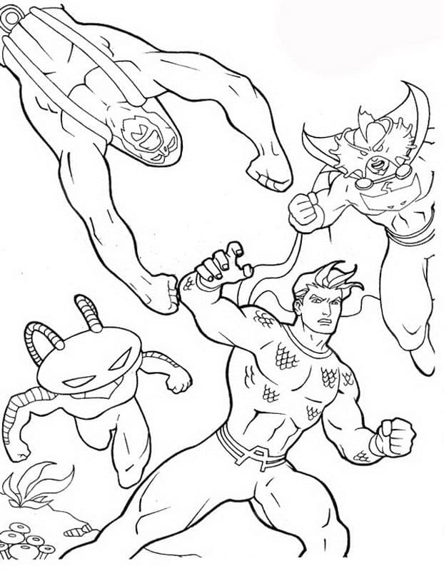 Desenho Aquaman e Vilões para Colorir e Pintar