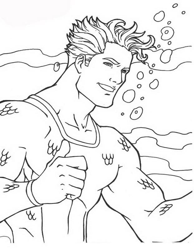 Desenho Aquaman Sorrindo para Colorir e Pintar