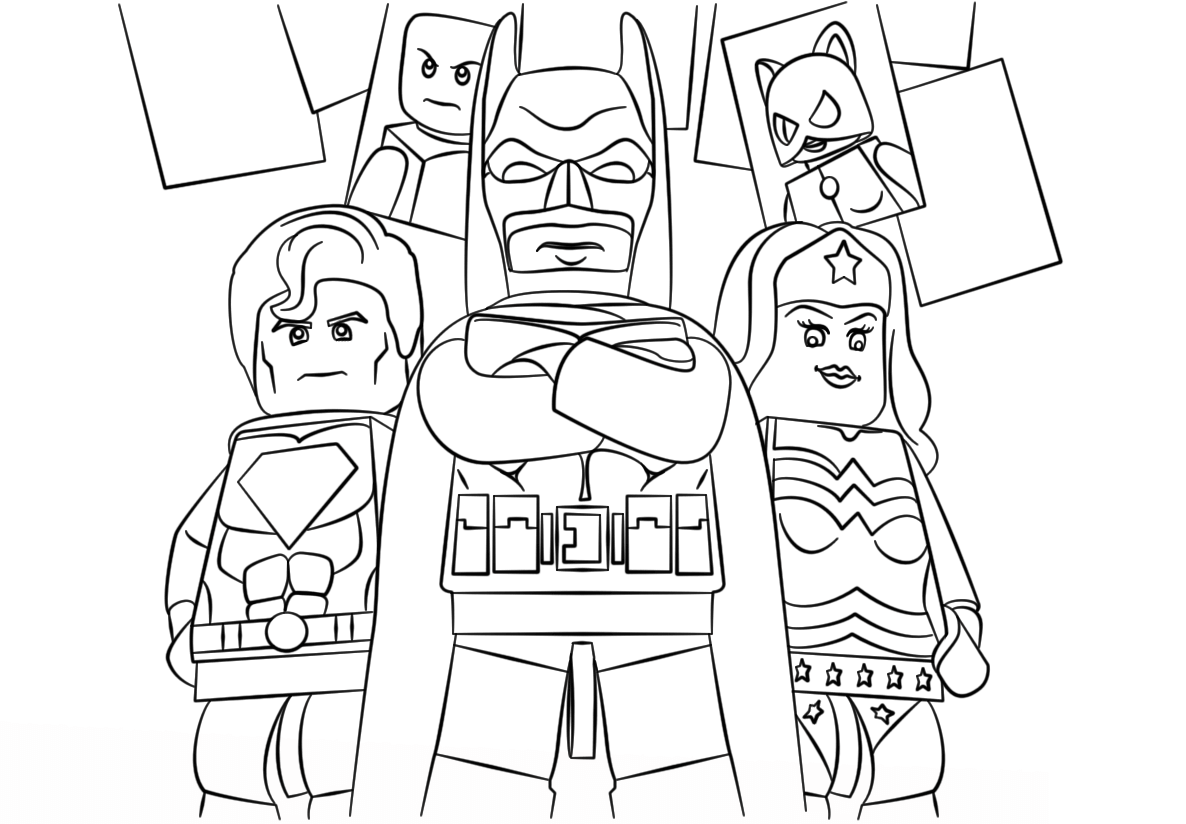 Desenho de Super Heróis da Ligá da Justiça Lego para Colorir e Pintar