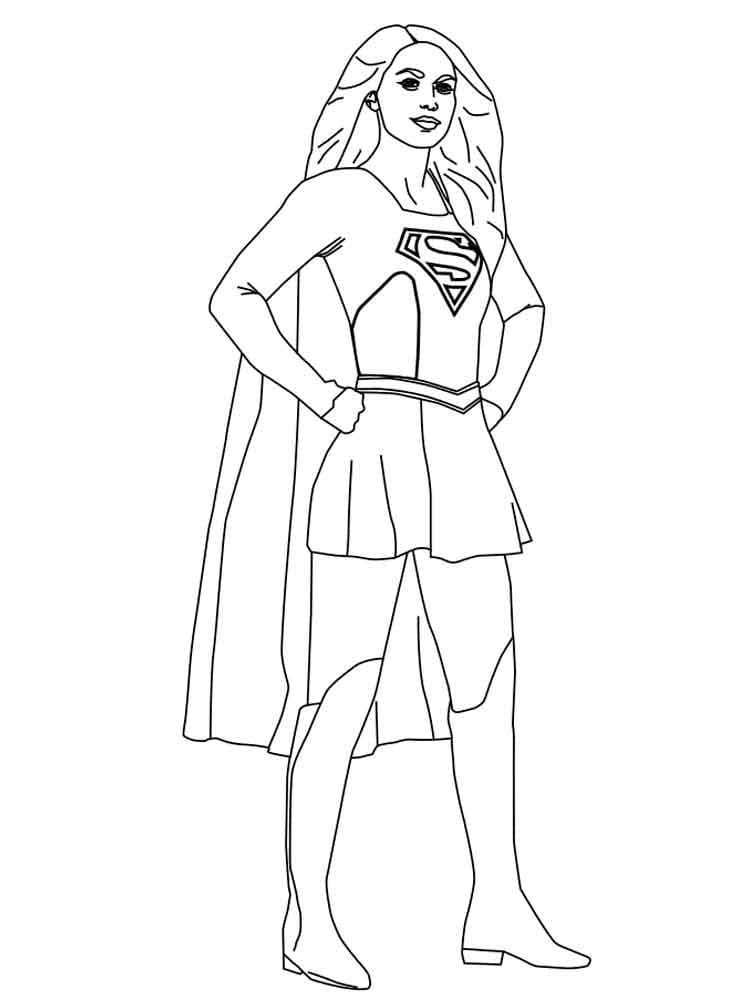 Desenho de Supergirl Sorrindo para Colorir e Pintar