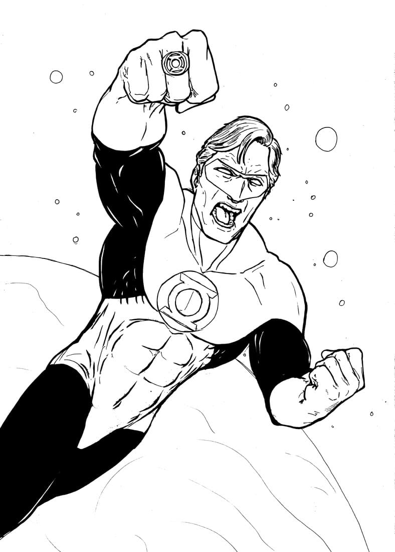 Desenho do Lanterna Verde Dc em uma Batalhá para Colorir e Pintar