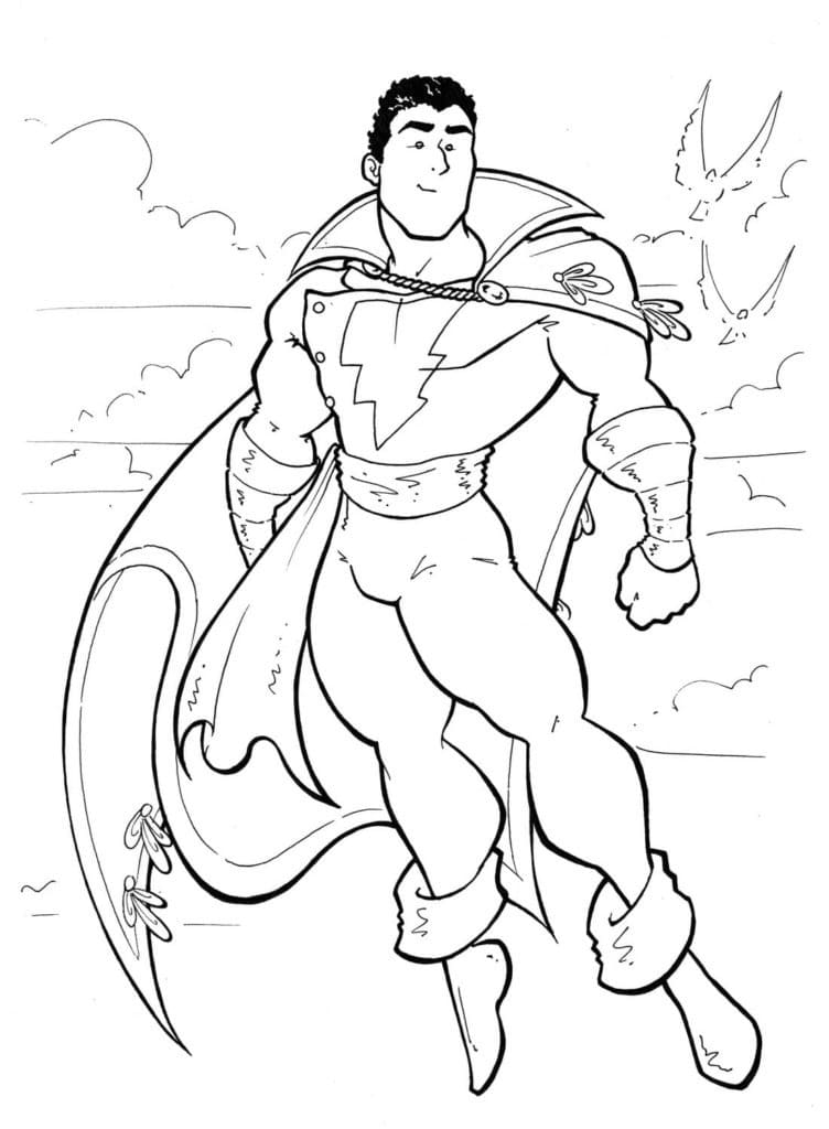Desenho Shazam Dc Comics para Colorir e Pintar