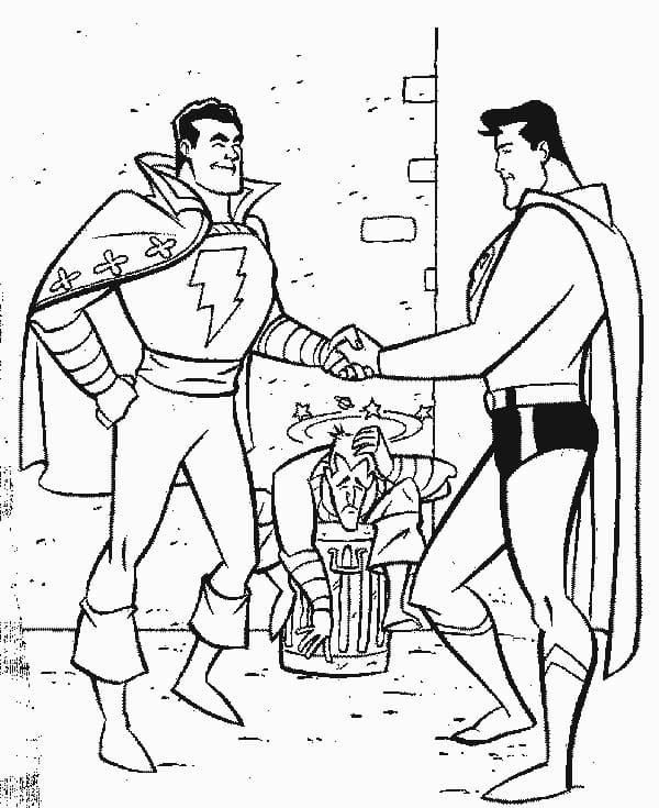 Desenho Shazam e Superman para Colorir e Pintar