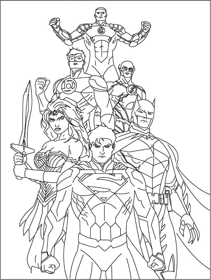 Desenhos de Imprimivel Ligá da Justiça para Colorir e Pintar