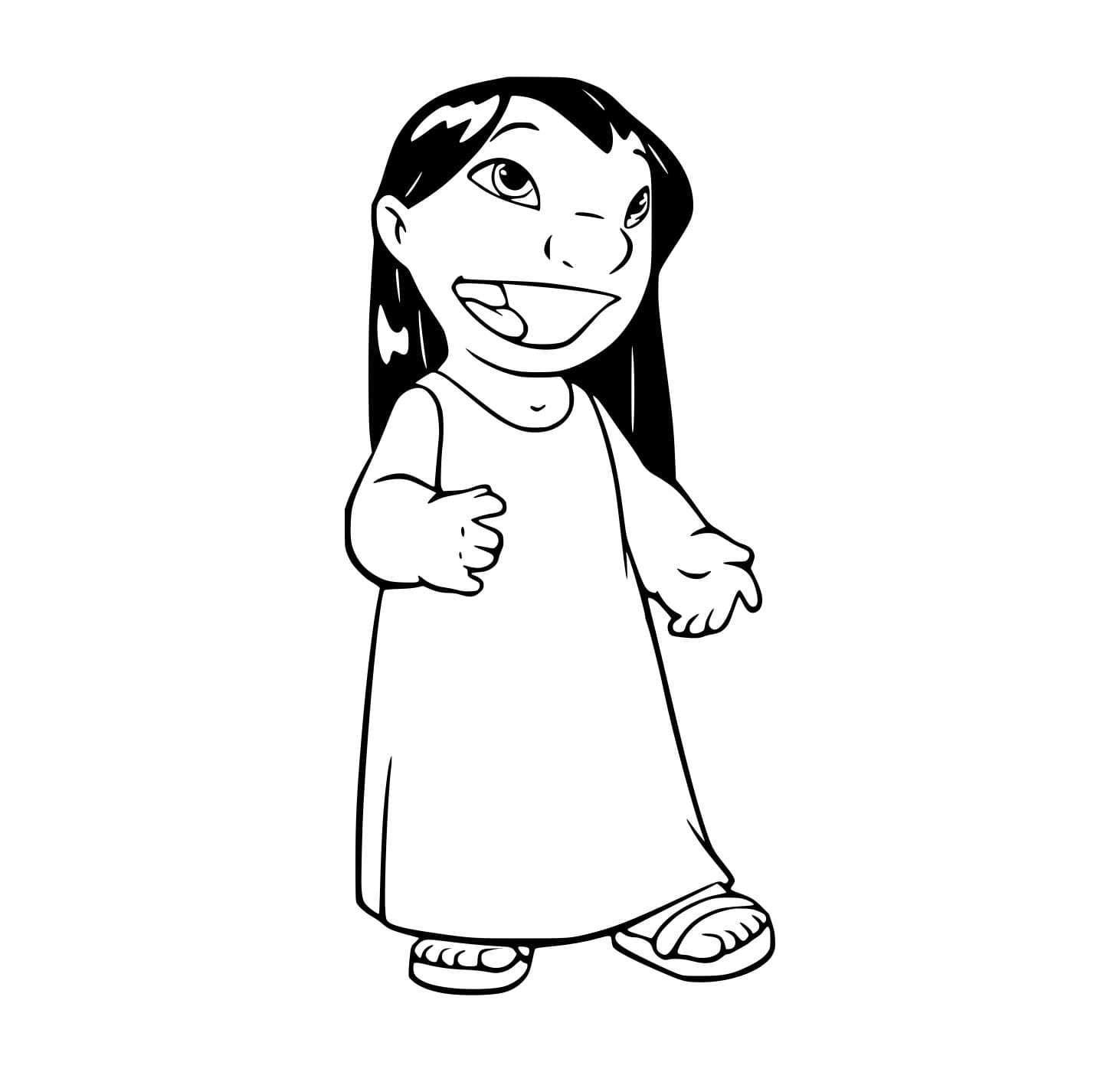 Desenho de Lilo Falando Alto para Colorir e Pintar