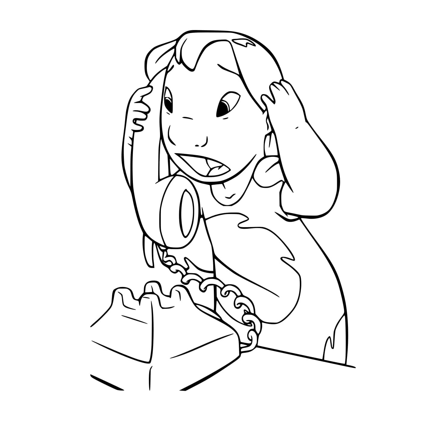 Desenho de Lilo no Telefone para Colorir e Pintar
