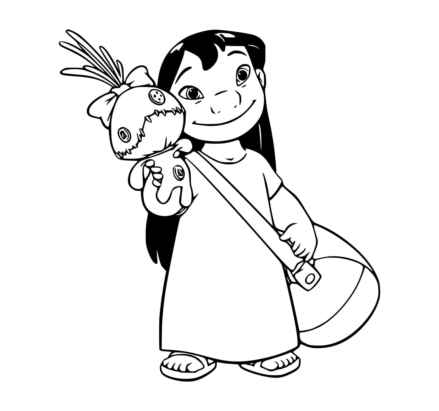 Desenho de Lilo Segurá Suá Boneca para Colorir e Pintar