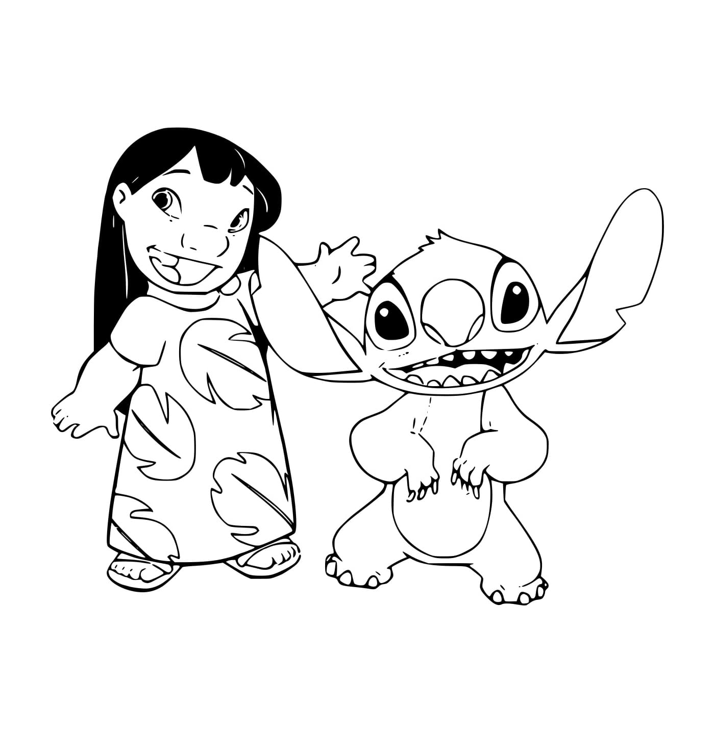 Desenho de Lilo Dançando com Stitch para Colorir e Pintar