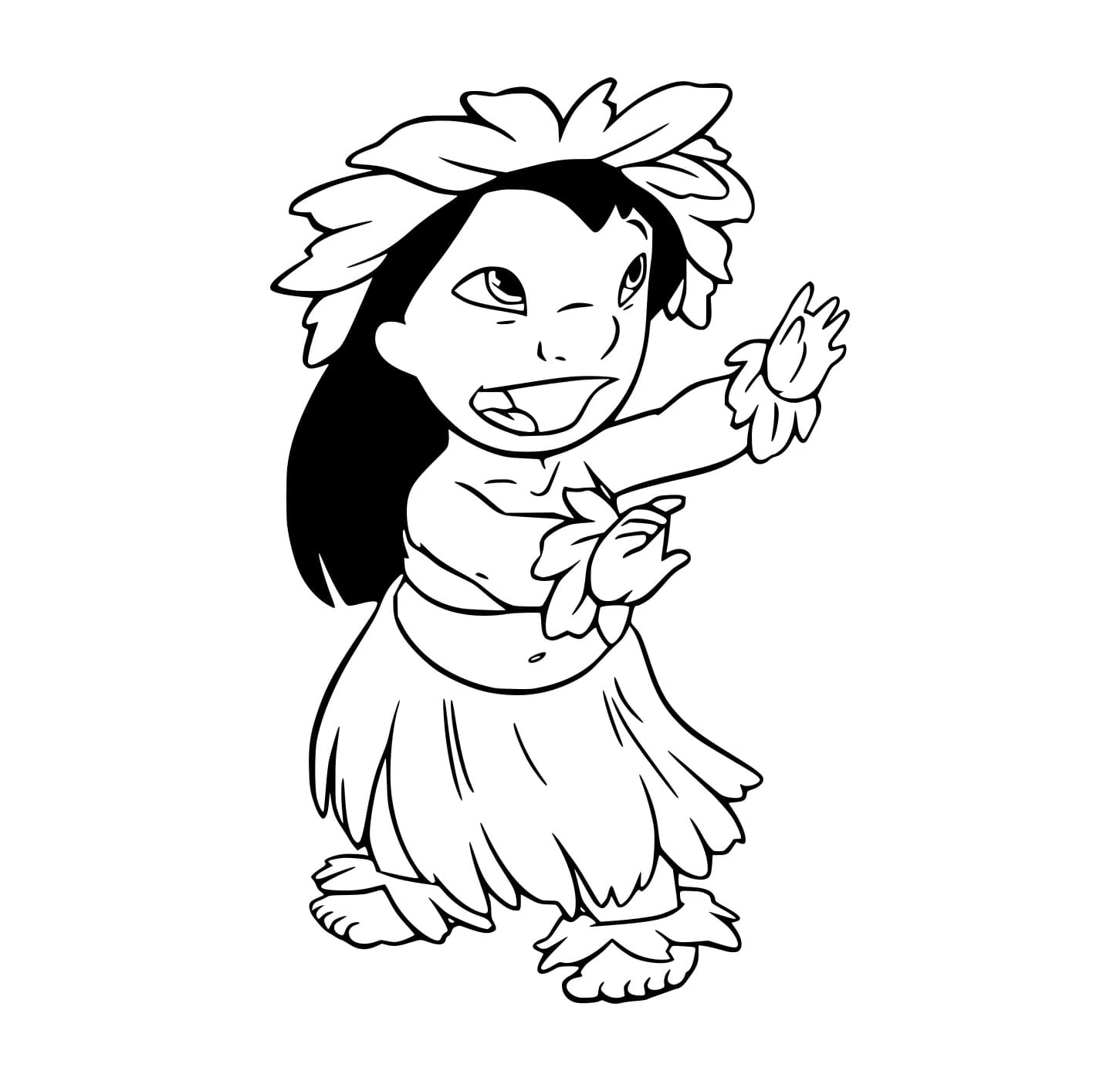 Desenho de Lilo Dançando o Hula para Colorir e Pintar