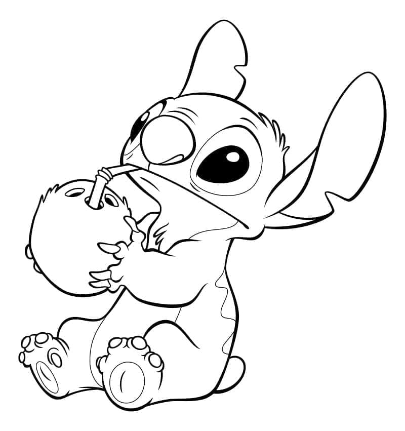 Desenho de Stitch Engraçado para Colorir e Pintar