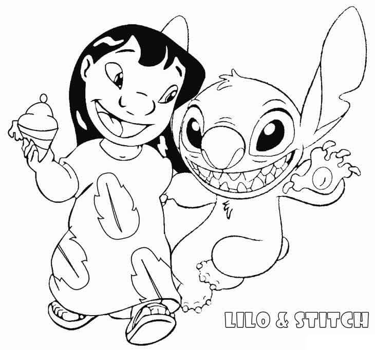 Desenho do Filme Lilo e Stitch para Colorir em Pdf Grátis e Pintar