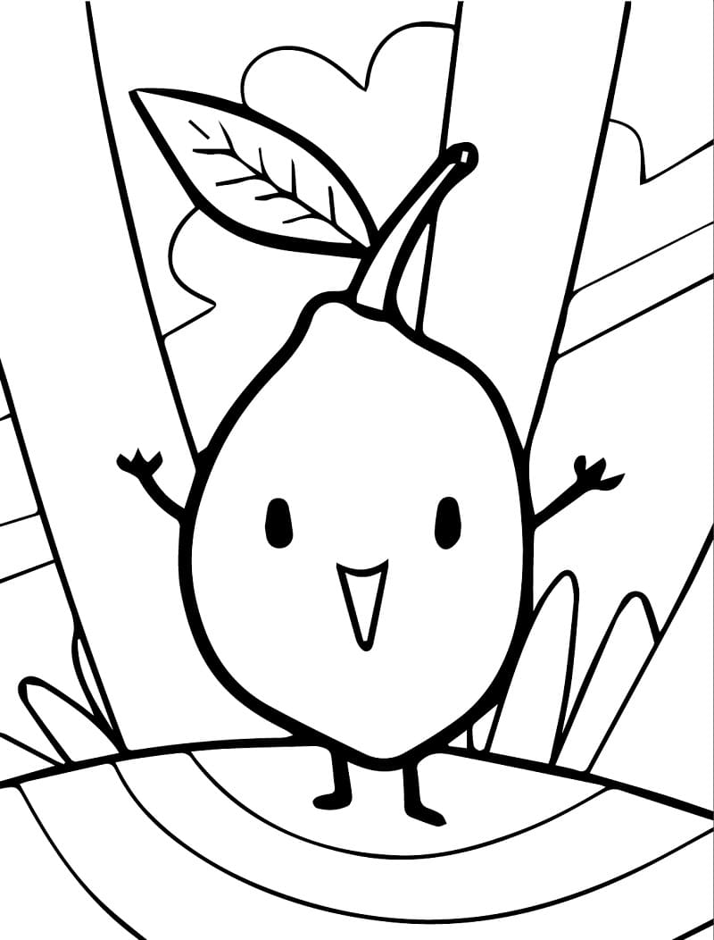 Desenho de Limão Fofo para Colorir e Pintar