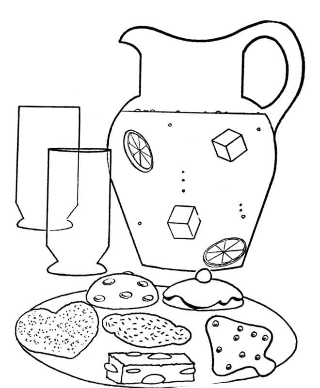 Desenho Imprimivel de Jarro de Limonada para Colorir e Pintar