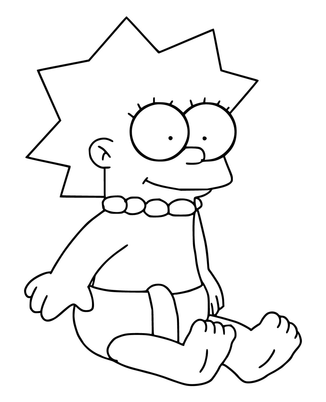 Desenho de Bebê Lisa Simpson para Colorir e Pintar