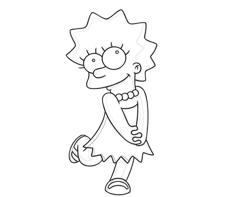Desenho de Lisa de os Simpsons para Colorir e Pintar