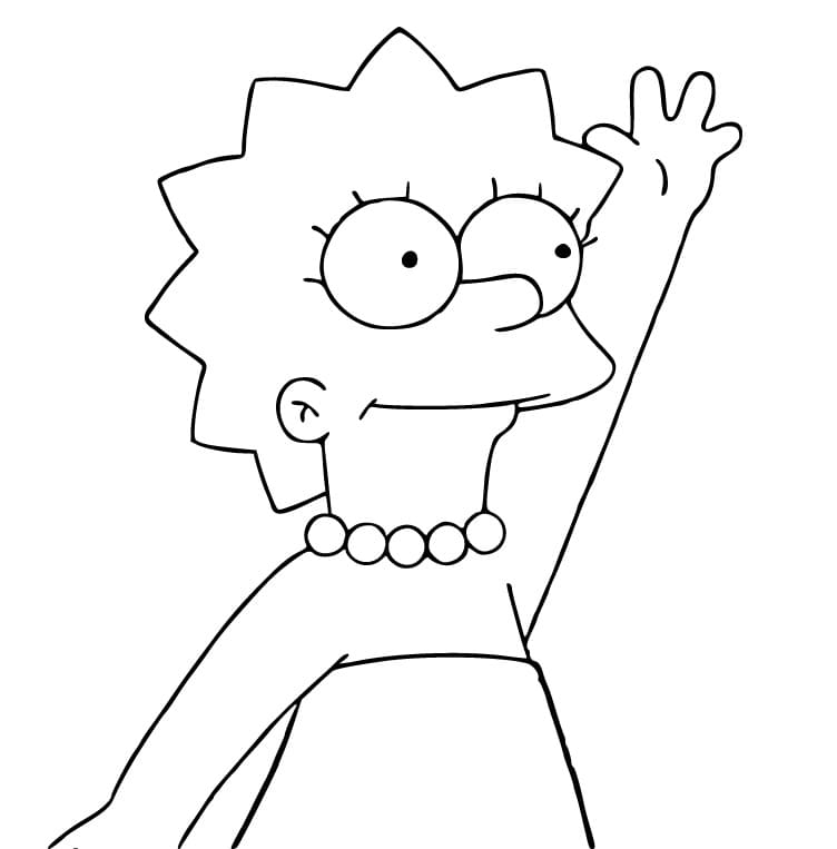 Desenho de Lisa Simpson Amigável para Colorir e Pintar