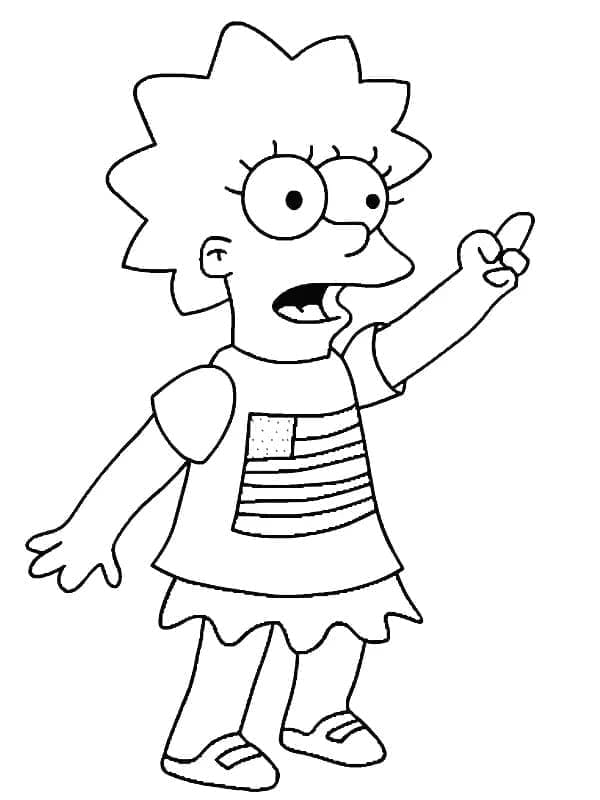 Desenho de Lisa Simpson Curiosa para Colorir e Pintar