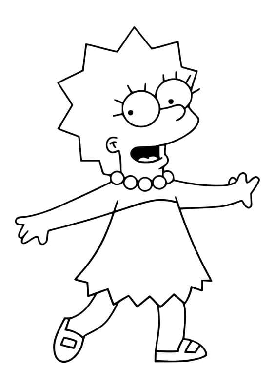 Desenho de Lisa Simpson Fofa para Colorir e Pintar