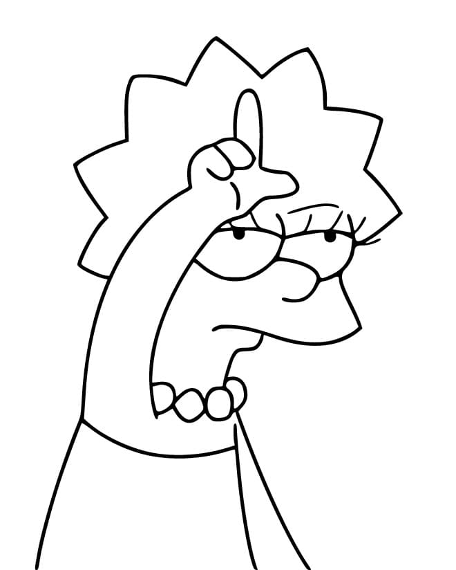 Desenho de Lisa Simpson Mal Humorada para Colorir e Pintar