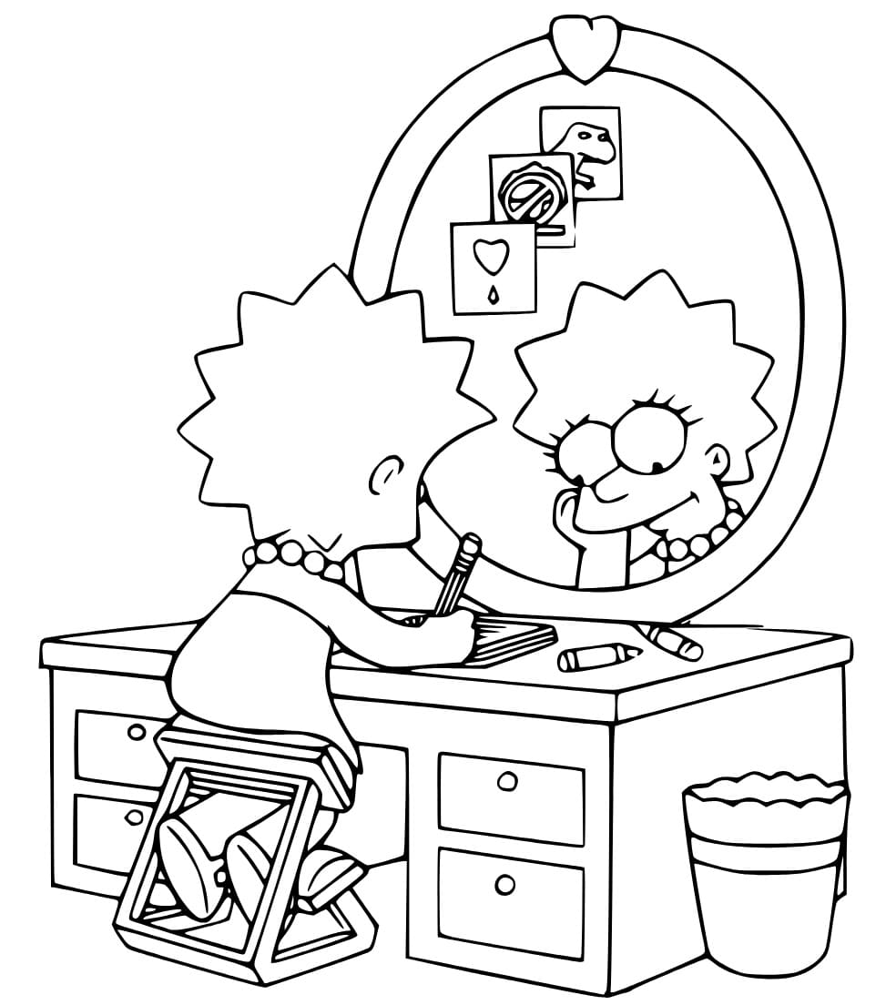 Desenho de Lisa Simpson Triste para Colorir e Pintar