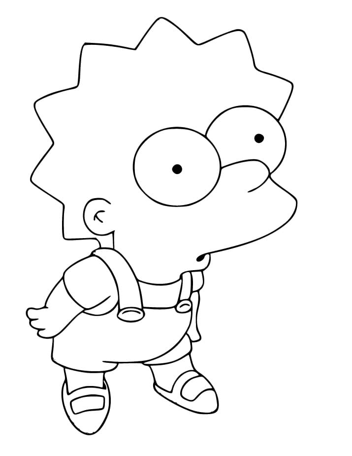 Desenho de Pequena Lisa Simpson para Colorir e Pintar