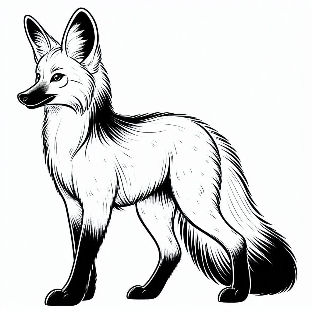 Desenho de Lobo Guara para Crianças para Colorir e Pintar